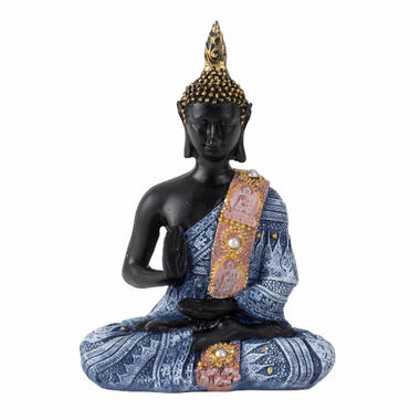 Boeddha beeldje - binnen/buiten - kunststeen - 15 x 10 cm product