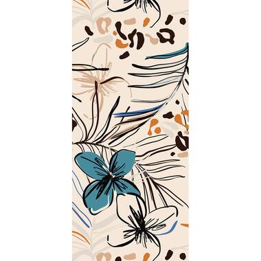 Sanders & Sanders poster - bloemmotief - beige, blauw en oranje - 1.1 x 1.55 m product