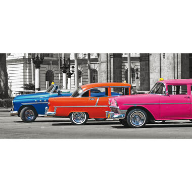 Sanders & Sanders poster - vintage auto's - blauw, oranje en roze - 202 x 90 cm product