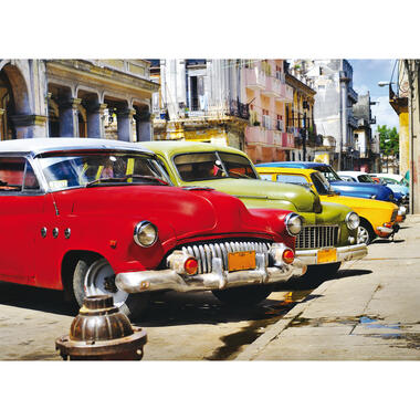 Sanders & Sanders poster - vintage auto's - rood, groen en geel - 160 x 110 cm product