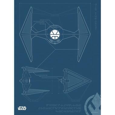 Sanders & Sanders poster - Star Wars Blueprint Sith TIE-Fighter - donkerblauw product