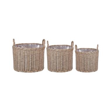 PENDULA - Bloempot set van 3 - Bruin - PE rotan product