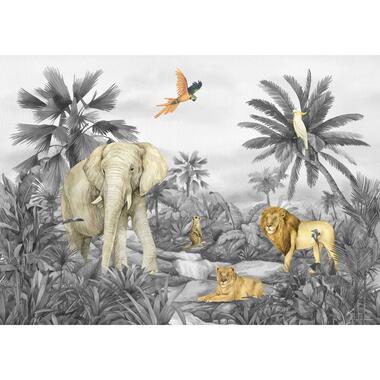 Sanders & Sanders poster - jungle dieren - grijs - 1.1 x 1.55 m - 601245 product