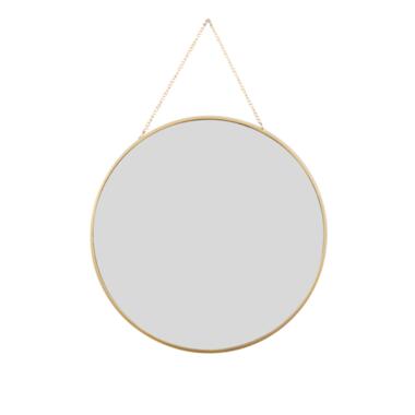 MISOU Spiegel Rond met Ophangketting Wandspiegel Goud Diameter 29 cm Glas product