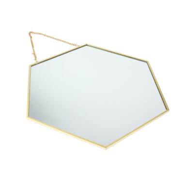 MISOU Spiegel goud Met ophangketting Wandspiegel Goude spiegel Hexagon product