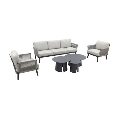 Durban/Velora royal grey stoel-bank loungeset - 6-delig product