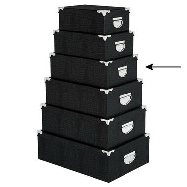 5Five Opbergdoos/box - zwart - L36 x B24.5 x H12.5 cm - Stevig karton product