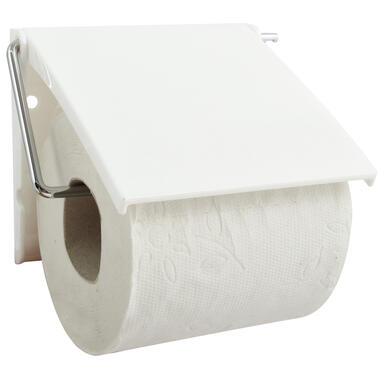 MSV Toiletrolhouder wand/muur - metaal met afdekklepje - ivoor wit product