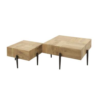 Salontafel Naturel Acaciahout - Set Van 2 - 60x60x35cm product