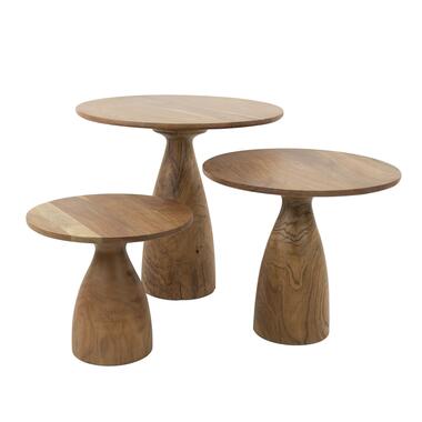 Salontafel Rond - Naturel Massief Acaciahout - Set Van 3 product