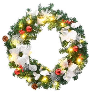 vidaXL Kerstkrans met LED lampjes 60 cm PVC groen product