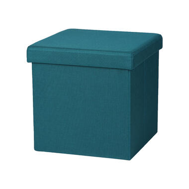 Urban Living poef/hocker/opbergbox - zeeblauw - mdf/stof - 38 x 38 cm product