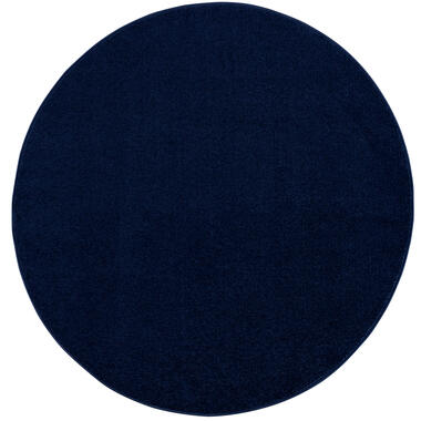 Uni Rond Effen Laagpolig Vloerkleed Modern Donker Blauw Navy - 120 CM ROND product