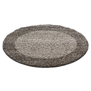 Basic Rond Shaggy Kader vloerkleed Taupe Hoogpolig - 160 CM ROND product