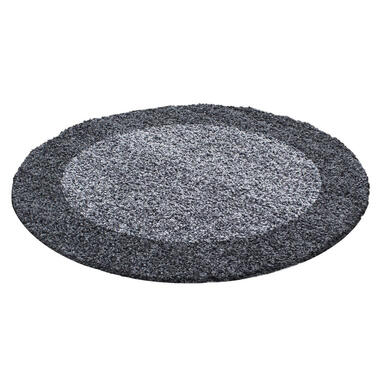 Basic Rond Shaggy Kader vloerkleed Grijs Hoogpolig - 160 CM ROND product