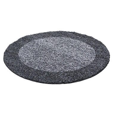 Basic Rond Shaggy Kader vloerkleed Grijs Hoogpolig - 200 CM ROND product