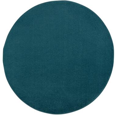 Uni Rond Effen Laagpolig Vloerkleed Modern Blauw - 150 CM ROND product