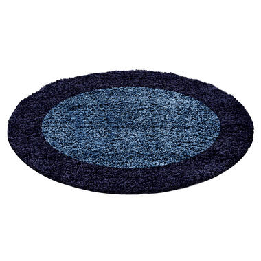 Basic Rond Shaggy Kader vloerkleed Blauw Hoogpolig - 200 CM ROND product