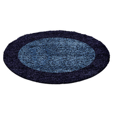 Basic Rond Shaggy Kader vloerkleed Blauw Hoogpolig - 160 CM ROND product