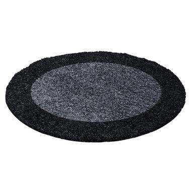 Basic Rond Shaggy Kader vloerkleed Antraciet / Grijs Hoogpolig - 200 CM ROND product