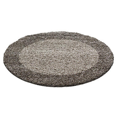 Basic Rond Shaggy Kader vloerkleed Taupe Hoogpolig - 200 CM ROND product