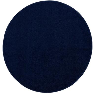 Uni Rond Effen Laagpolig Vloerkleed Modern Donker Blauw Navy - 200 CM ROND product