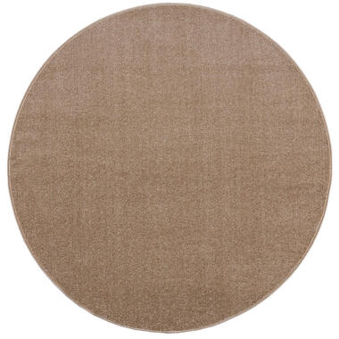 Uni Rond Effen Laagpolig Vloerkleed Modern Beige - 120 CM ROND product