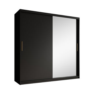 Meubella Kledingkast Mandalin - Zwart - 200 cm - Met spiegel product