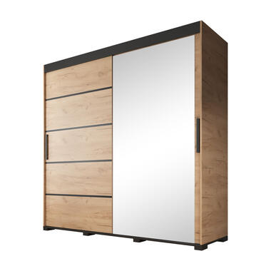 Meubella Kledingkast Fabio - Eiken - 200 cm - Met spiegel product