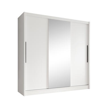 Meubella Kledingkast Alcamo - Wit - 205 cm - Met spiegel product
