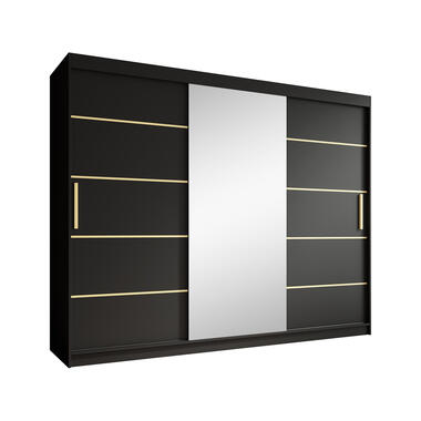 Meubella Kledingkast Malavi 2 - Zwart - 250 cm - Met spiegel product