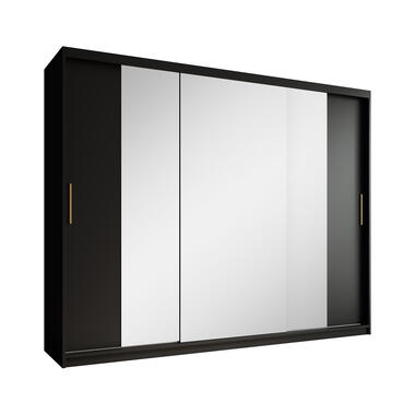 Meubella Kledingkast Mandalin - Zwart - 250 cm - Met spiegel product