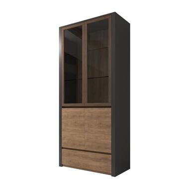 Meubella Vitrinekast Monaco - Eiken - Grijs - 90 cm product