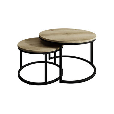 Meubella Salontafel Rica - Eiken - Set van 2 product