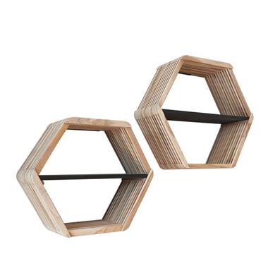 Hoyz Collection - Wandschap Hexagon Teakhout - Set van 2 product