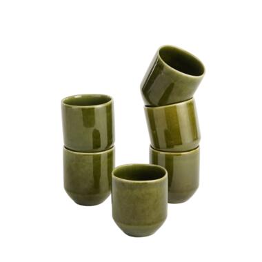 Mica Decorations Rhea Beker - Set van 6 - 316 ml - Keramiek - Groen product