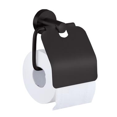 VDN Stainless Toiletrolhouder met klep - Zwart - WC Rolhouder - RVS product