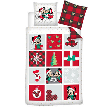 Disney Minnie & Mickey Mouse Dekbedovertrek Kerst - 140 x 200 - Flanel product