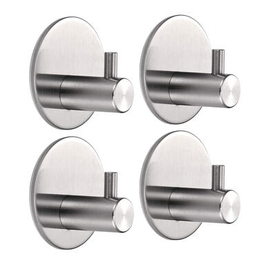 VDN Stainless Handdoekhaakjes zelfklevend - RVS - Rond - 4 Stuks product