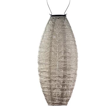 LUMIZ Solar Lampion Folia Long Oval - 20 cm - Licht Taupe product