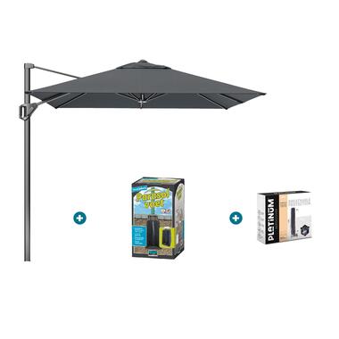 Platinum Voyager zweefparasol T1 2.5x2.5 m. - Antraciet met ingraafvoet en hoes product