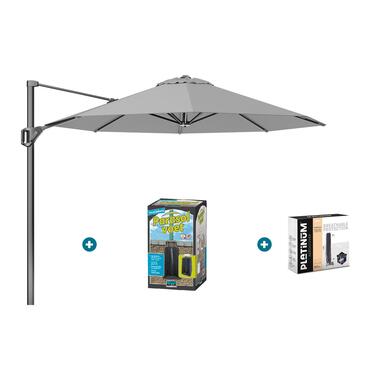 Platinum Voyager ronde zweefparasol T1 3 m. - Light Grey met ingraafvoet en hoes product