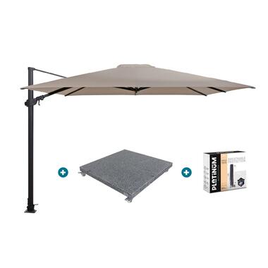 4-Seasons zweefparasol Siesta Premium 300 x 300 - Taupe met voet en hoes product