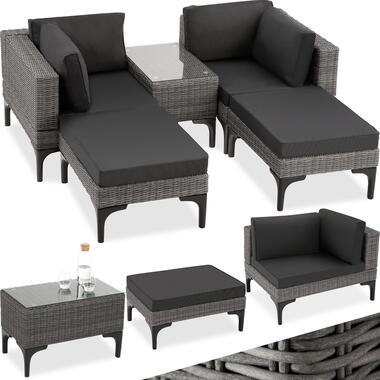 tectake® - Wicker lounge Bellaria - aluminium frame - grijs - 404796 product