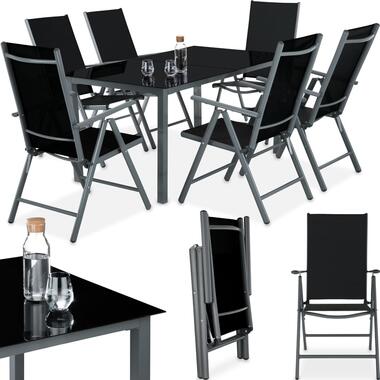 tectake® - tuinset 6 stoelen 1 tafel - Glazen tafelblad - donkergrijs - 402166 product