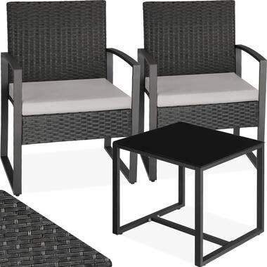 tectake®- Wicker zitgroep Granada -zwart - balkonset - 2 personen - 404994 product