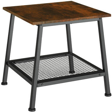 tectake Bijzettafel Bedford 45,5x45x47cm, Industrieel Hout Donker, Rustiek product