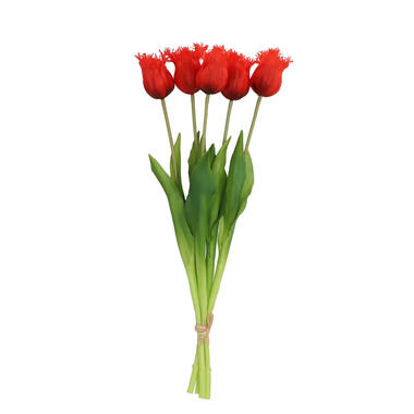 DK Design Kunst tulpen boeket - 5x stuks - rood - 46 cm product