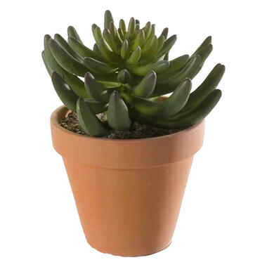 Emerald Kunstplant Sedum Rupestre - groen - in terracotta pot - 14 cm product