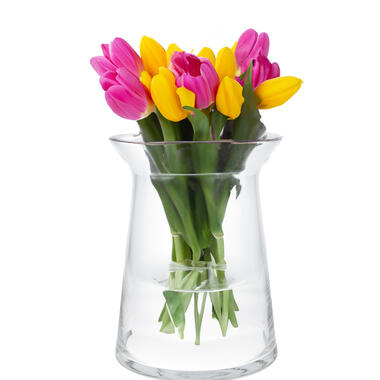 Bloemenvaas Ella - transparant glas - D19 x H25 cm - decoratieve vaas product